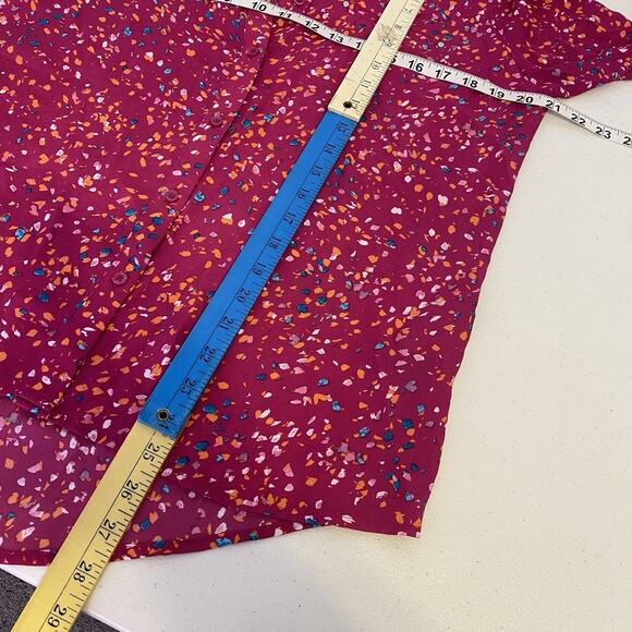 APT.9 Women Blouse/Shirt Size M Long Sleeve Multicolored Button up Sheer Summer - Picture 2 of 8